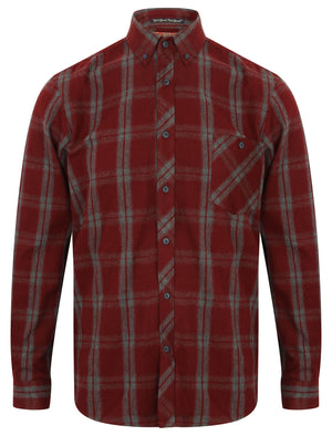 Landry Checked Cotton Shirt in Oxblood - Tokyo Laundry