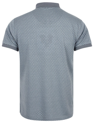 Lapse Jacquard Polo Shirt with Chest Pocket In Dusty Blue - Le Shark
