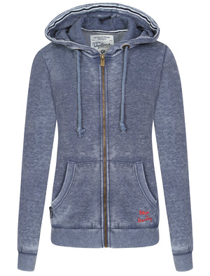 Larkyn Zip Through Hoodie in Indigo Burnout - Tokyo Laundry