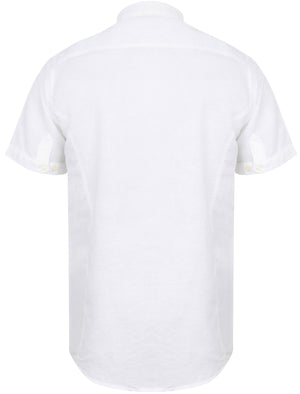 Larsen Short Sleeve Cotton Linen Shirt In Bright White - Tokyo Laundry