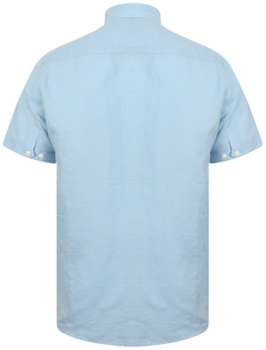 Larsen Short Sleeve Cotton Linen Shirt In Powder Blue - Tokyo Laundry
