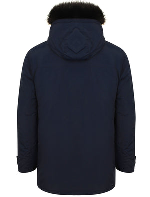 Lenart Faux Fur Trim Hooded Parka Jacket in Midnight Blue - Tokyo Laundry