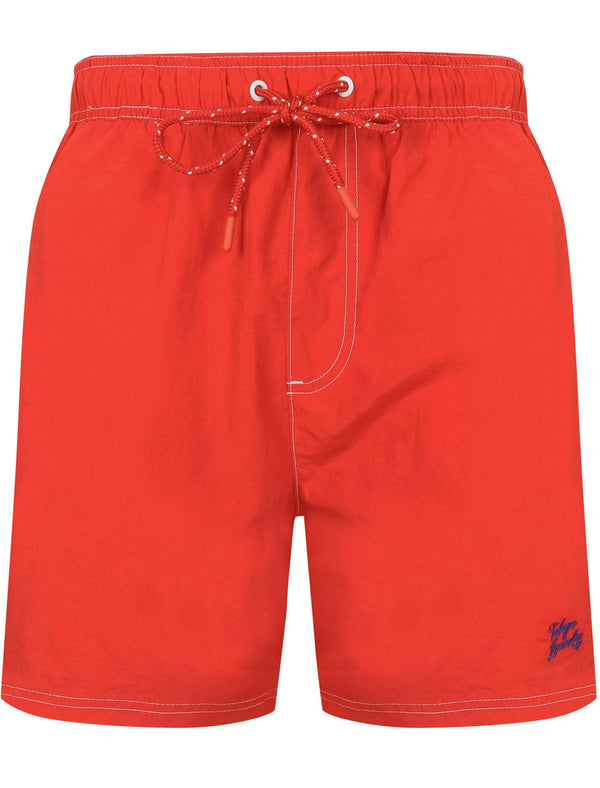 Lesotho Classic Taslon Swim Shorts In Formula One Red - Tokyo Laundry