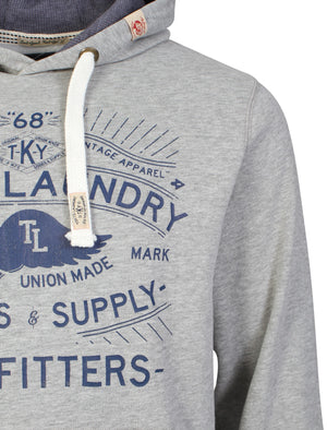 Liberty Falls printed pullover hoodie in light grey marl - Tokyo Laundry