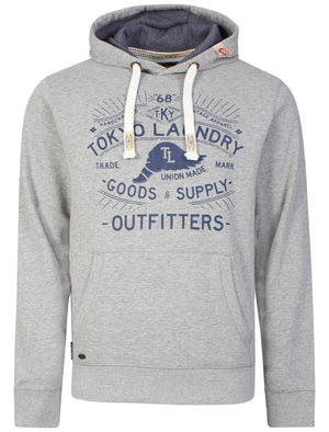 Liberty Falls printed pullover hoodie in light grey marl - Tokyo Laundry
