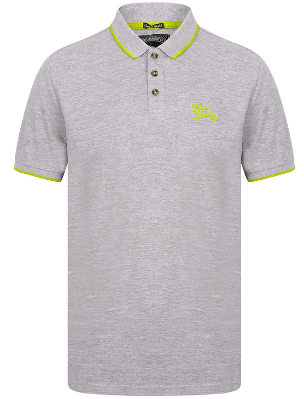 Lilestone 2 Cotton Pique Polo Shirt In Light Grey Marl- Tokyo Laundry