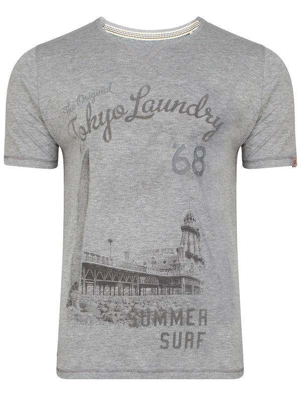 Lincoln Cove Motif T-Shirt in Light Grey Marl - Tokyo Laundry