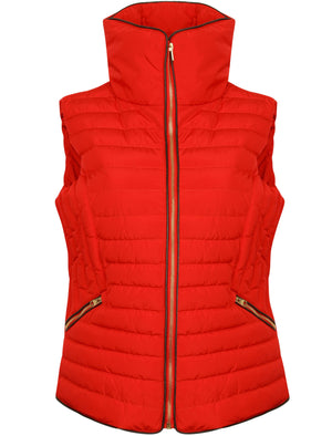 Litsy Quilted Gilet with Funnel Neck in Crimson - Tokyo Laundry