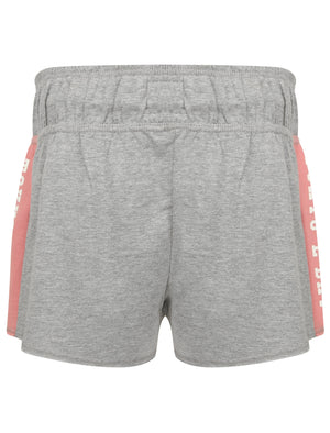 Lois Loopback Fleece Sweat Shorts with Printed Side Panels in Light Grey Marl - Tokyo Laundry