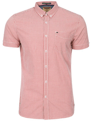 Lorente Short Sleeve Gingham Shirt in Rio Red - Tokyo Laundry