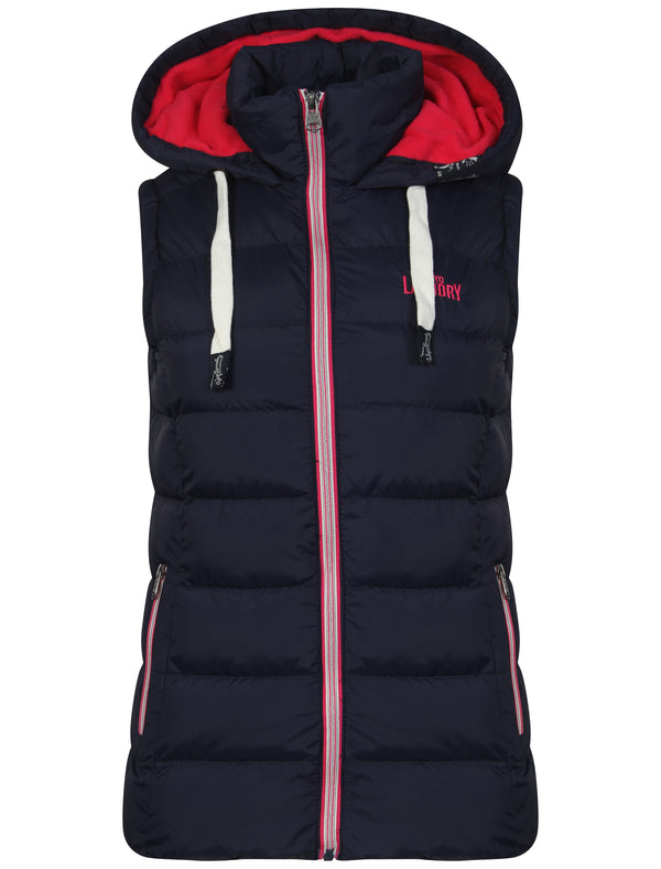 Lottie Fleece Lined Gilet In Peacoat and Bright Rose - Tokyo Laundry