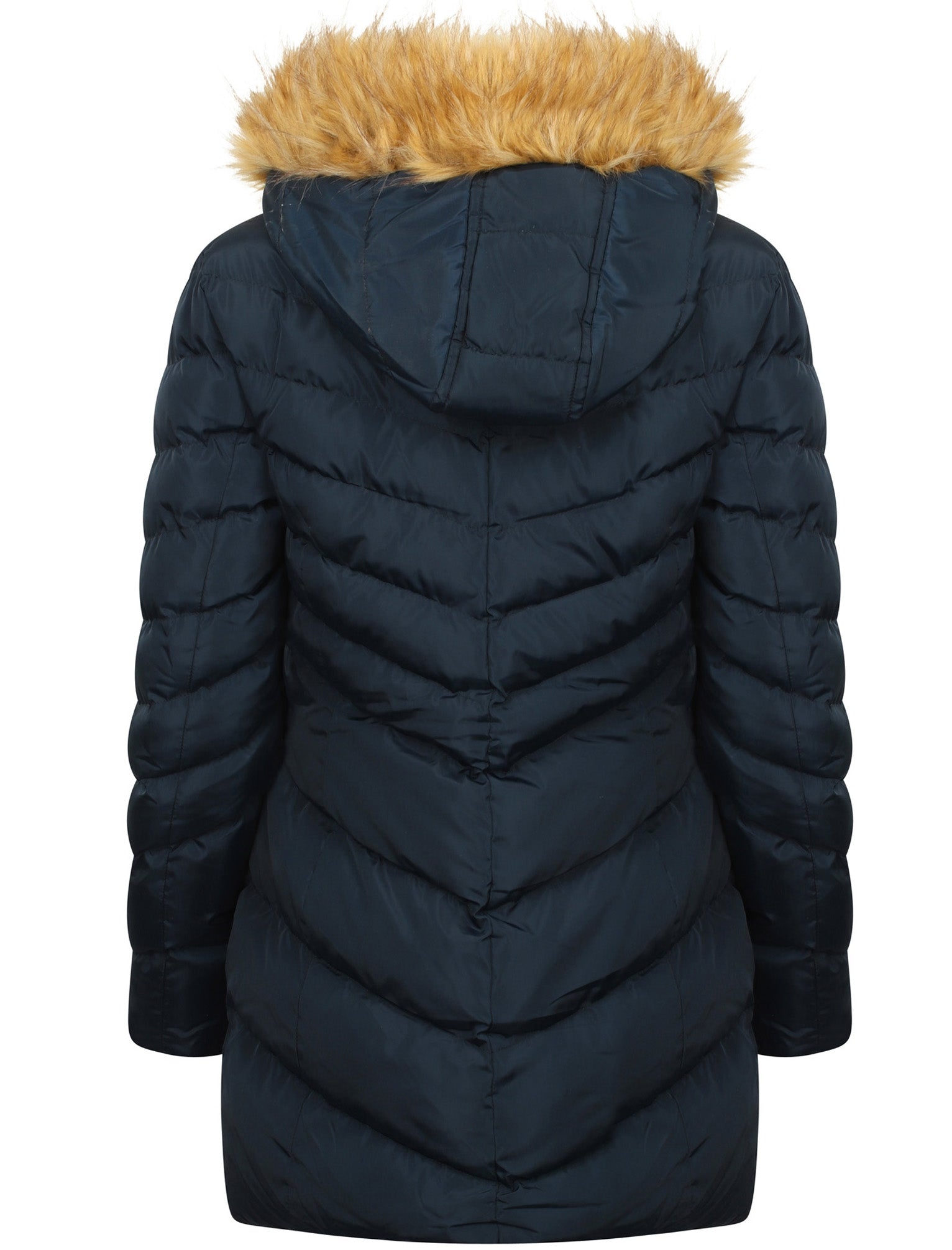 Navy faux fur quilted puffer jacket shop