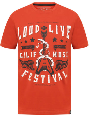 Loud and Live Motif Cotton T-Shirt In Ketchup - Tokyo Laundry