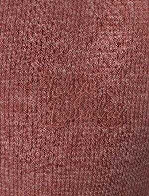 Lough Waffle Textured Burn Out T-Shirt In Oxblood - Tokyo Laundry
