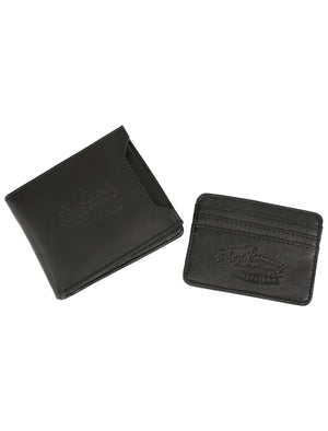 Louisville Black Faux Leather Card Holder And Wallet Set In Metal Gift Box - Tokyo Laundry