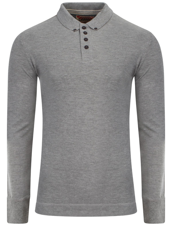 Tokyo Laundry Lowell long sleeved polo in grey