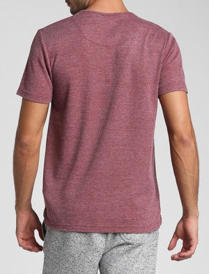 Ludgate Waffle Burnout Henley T-Shirt In Oxblood - Tokyo Laundry