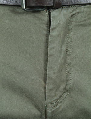 Mackay Cotton Chino Trousers With Belt in New Khaki - Tokyo Laundry