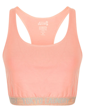 Madison (2 Pack) Racer Back Sports Bra Set In Grey Marl / Blush - Tokyo Laundry