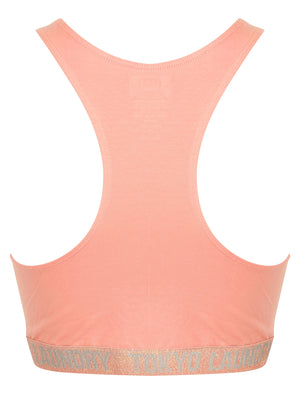 Madison (2 Pack) Racer Back Sports Bra Set In Grey Marl / Blush - Tokyo Laundry