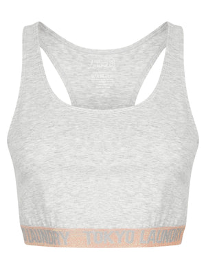 Madison (2 Pack) Racer Back Sports Bra Set In Grey Marl / Blush - Tokyo Laundry