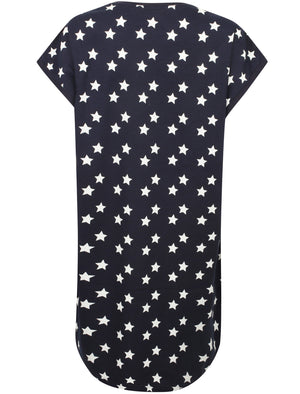 Mags Star Printed Cotton T-Shirt Nightie In Eclipse Blue - Tokyo Laundry