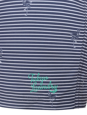Maho Striped Flamingo Print Swim Shorts In Crown Blue - Tokyo Laundry