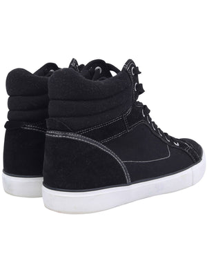 Mako Hi Top Lace Up Canvas Trainers in Jet Black - Tokyo Laundry