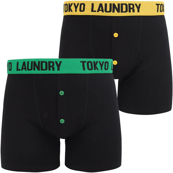 Maldon 2 (2 Pack) Boxer Shorts Set in Green / Solar Yellow - Tokyo Laundry