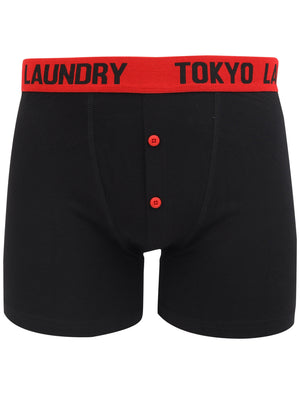 Maldon 2 (2 Pack) Boxer Shorts Set in Light Grey Marl / Barados Cherry - Tokyo Laundry