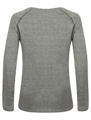 Malie Long Sleeve Top with Motif in Mid Grey Marl - Tokyo Laundry