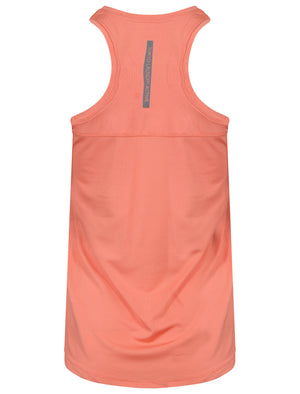 Mancuso Perforated Racer Back Vest Top in Fusion Coral - Tokyo Laundry Active