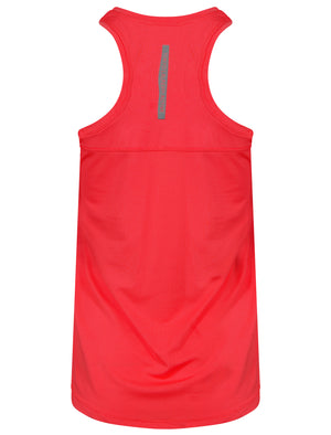 Mancuso Perforated Racer Back Vest Top in Rouge Red - Tokyo Laundry Active