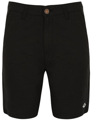 Manford Seersucker Cotton Shorts in Black - Le Shark
