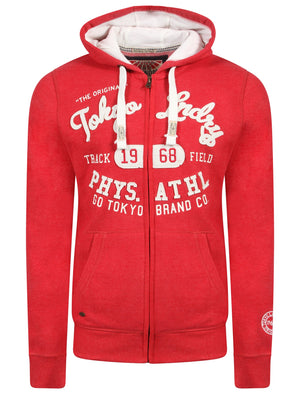Mantua Bay Zip Through Hoodie In Tokyo Red Marl - Tokyo Laundry