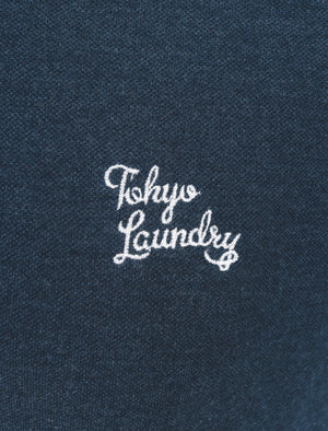 Marahau Signature Cotton Pique Polo Shirt In Dark Denim Marl - Tokyo Laundry