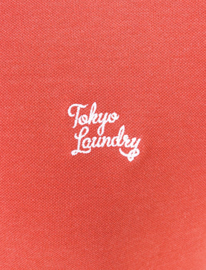 Marahau Signature Cotton Pique Polo Shirt In Faded Peach Marl - Tokyo Laundry