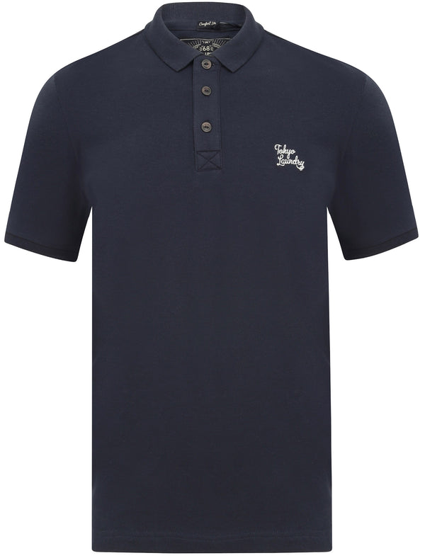 Marahau Signature Cotton Pique Polo Shirt In Iris Navy - Tokyo Laundry