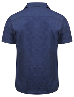 Marino Polkadot Short Sleeve Cotton Shirt in Indigo - Tokyo Laundry