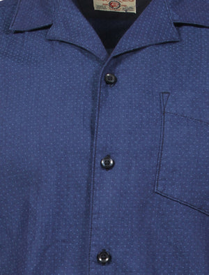 Marino Polkadot Short Sleeve Cotton Shirt in Indigo - Tokyo Laundry