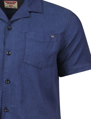 Marino Polkadot Short Sleeve Cotton Shirt in Indigo - Tokyo Laundry
