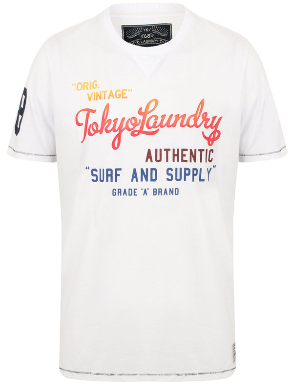 Marshall Gradient Print Cotton T-Shirt In Bright White - Tokyo Laundry