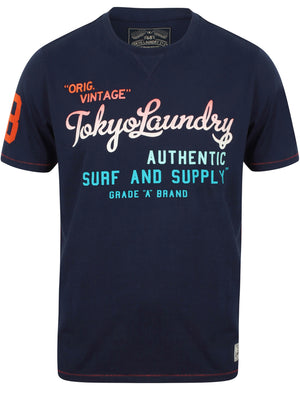 Marshall Gradient Print Cotton T-Shirt In Medieval Blue - Tokyo Laundry