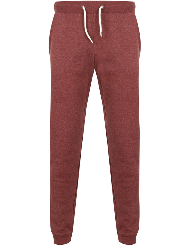 Mast Brush Back Fleece Cuffed Joggers In Bordeaux Marl - South Shore