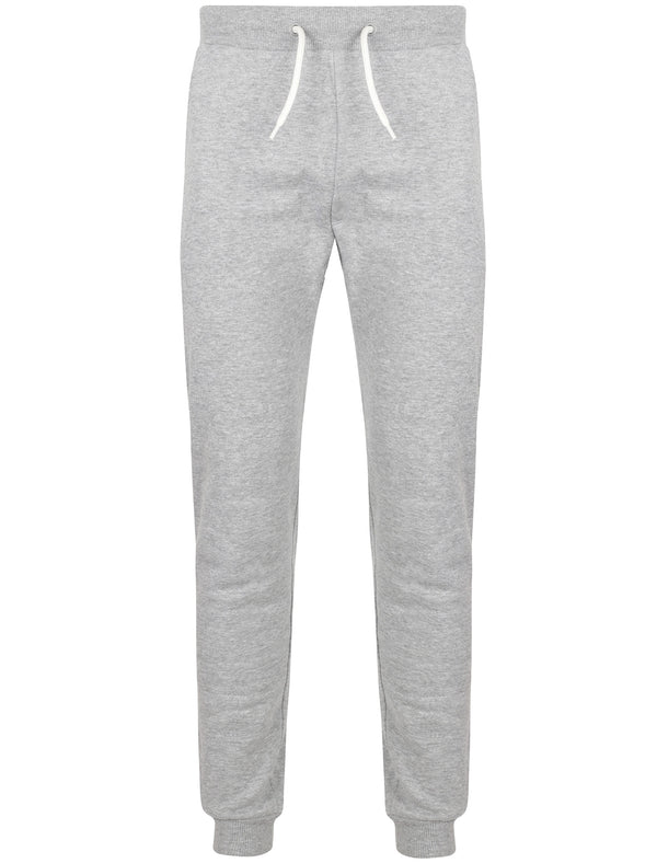 Mast Brush Back Fleece Cuffed Joggers In Light Grey Marl - South Shore