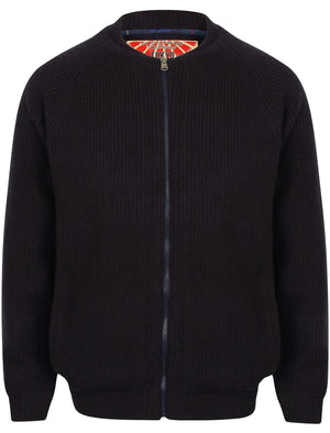Maximo Quilted Lined Knitted Bomber Jacket in Dark Navy - Tokyo Laundry