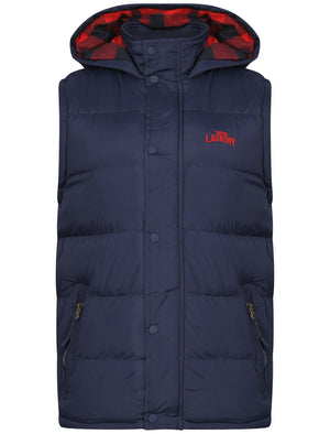 McCrooke Flannel Lined Quilted Gilet in Midnight Blue - Tokyo Laundry