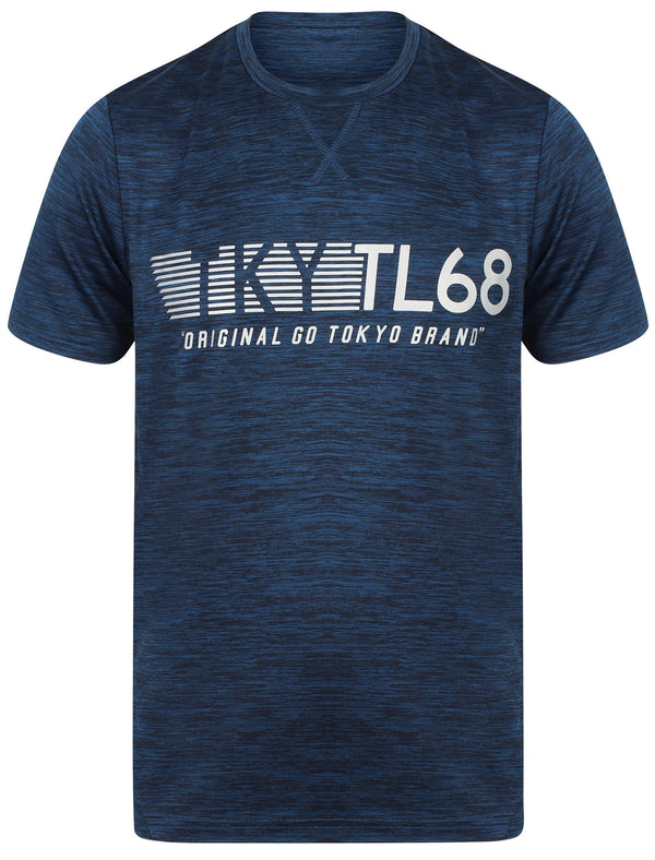Memphis Reflective Motif T-Shirt In Sapphire - Tokyo Laundry Active