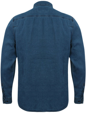 Mendez Long Sleeve Denim Shirt with Chest Pockets in Light Indigo - Tokyo Laundry