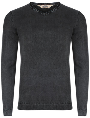 V-neck Jumper in Black Acid Wash - Tokyo Laundry